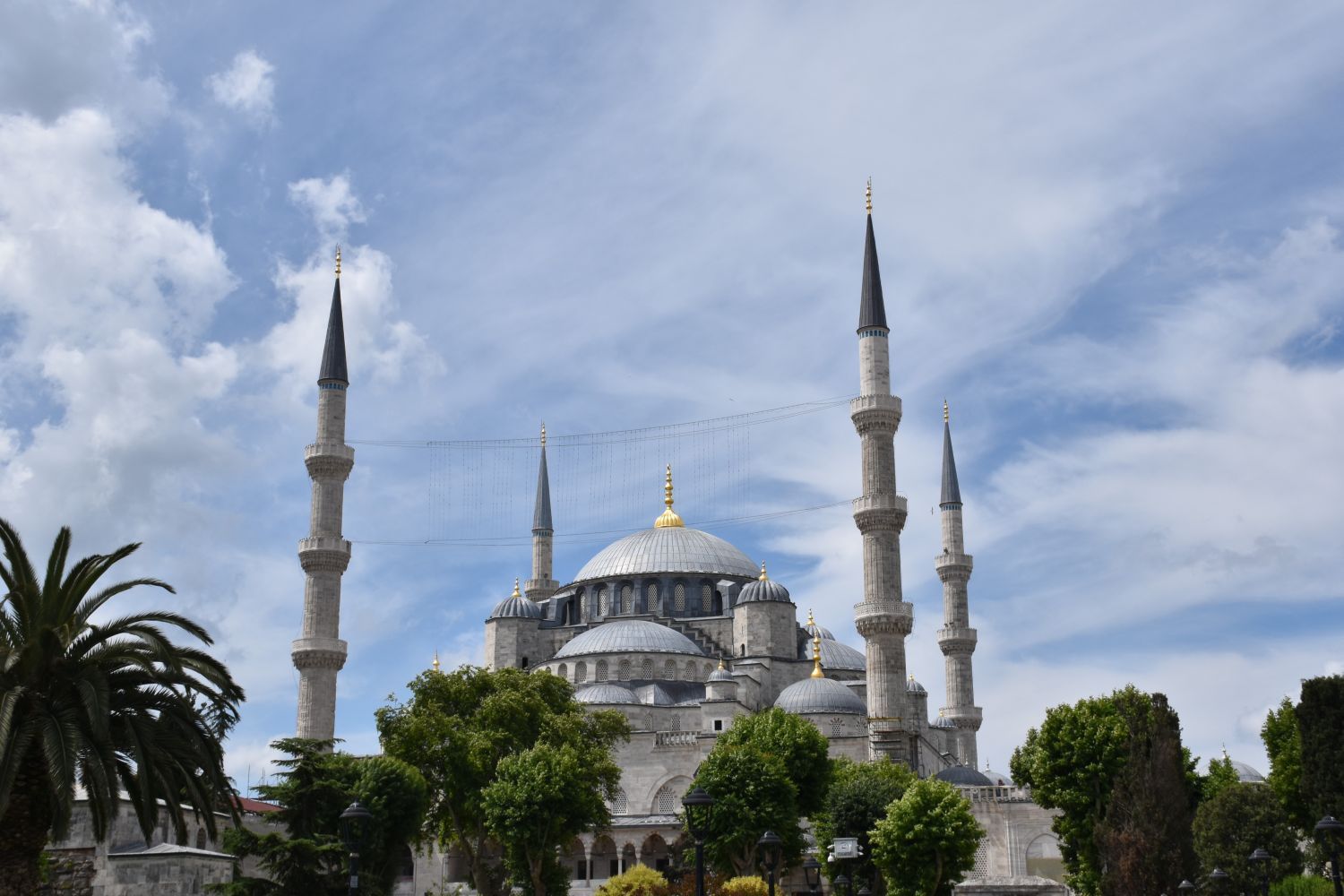 Blauwe Moskee in Istanbul tussen bomen